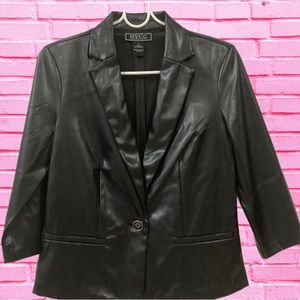 NYCC womens faux leather black blazer / jacket Size M